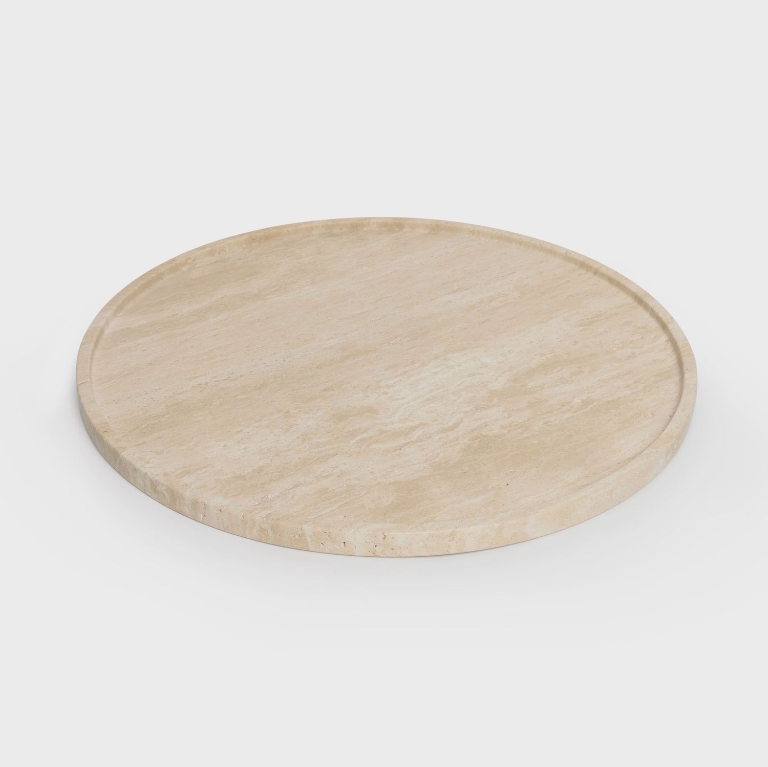 Travertine dienblad rond met rand 45cm
