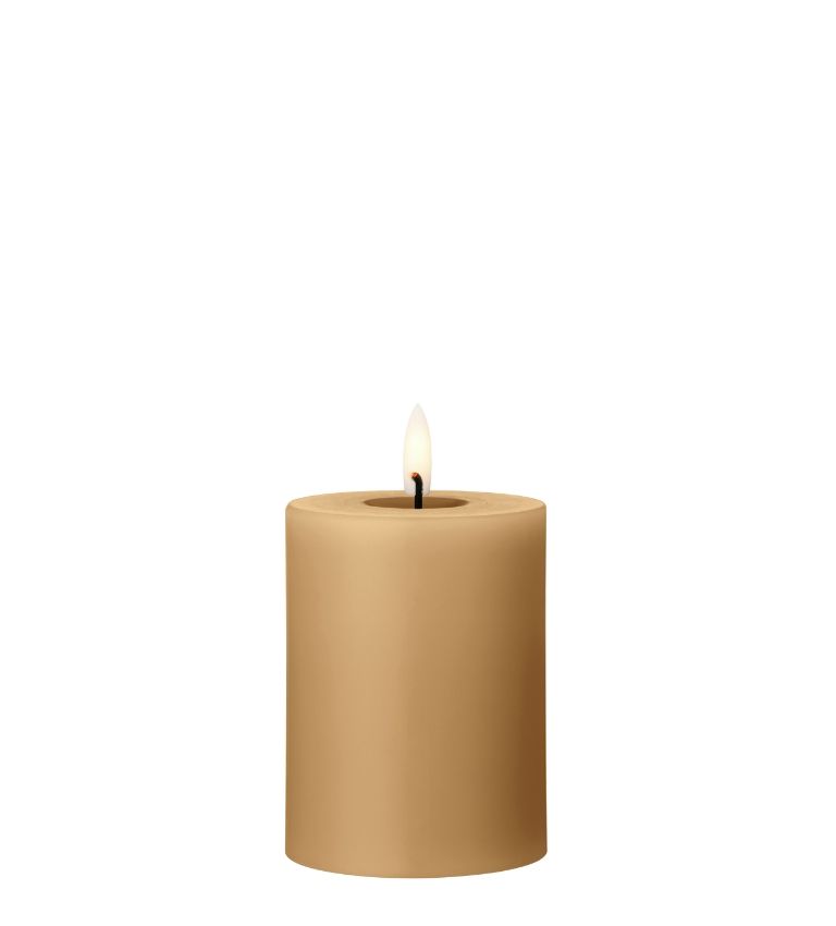 LED PILLAR CANDLE -  ALMOND BUTTER, Size: 10 CM