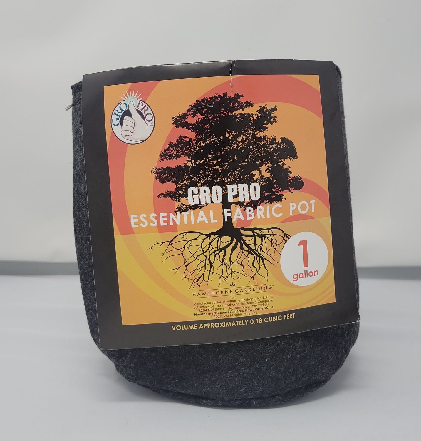Gro Pro Round Fabric Pot Black 1 gallon