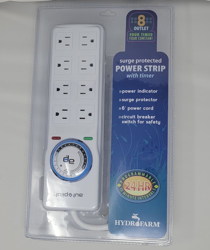 TENT Hydrofarm Surge Protector w/8 outlet &amp; timer