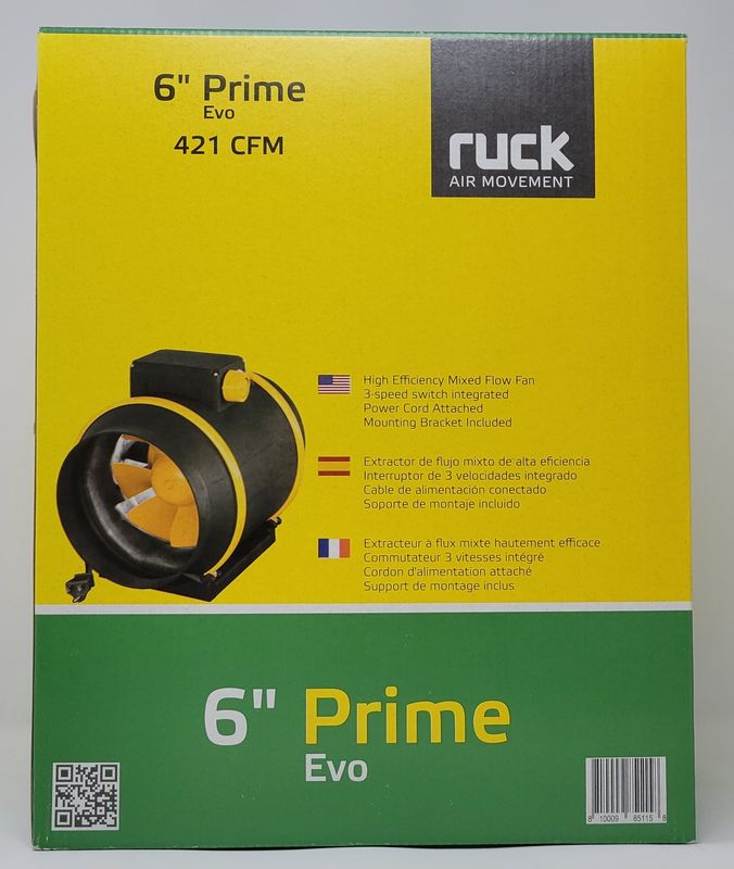 Ruck Prime EVO Inline Fan 421CFM 6" 3 Speed
