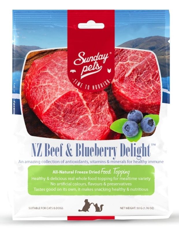 Sunday Pets NZ Beef &amp; Blueberry FD Treats 1.76oz