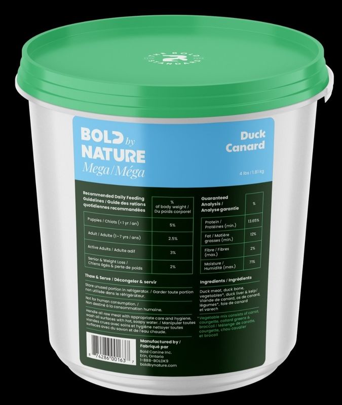 Bold by Nature Mega Duck Tub Dog Food 4lb