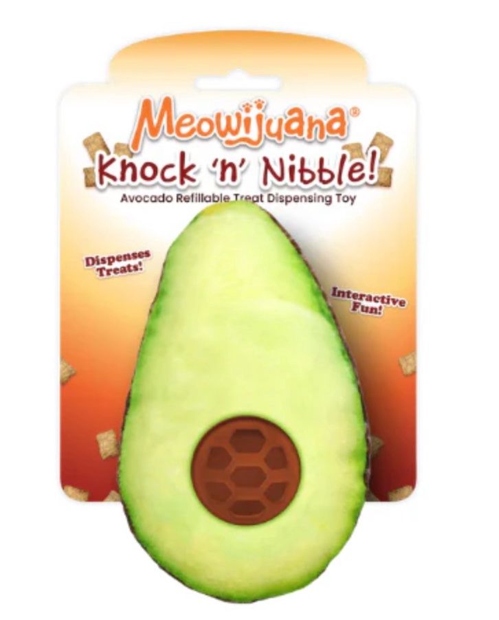 Meowijuana Knock n' Knibble Treat Dispensing Toy - Refillable - Avocado