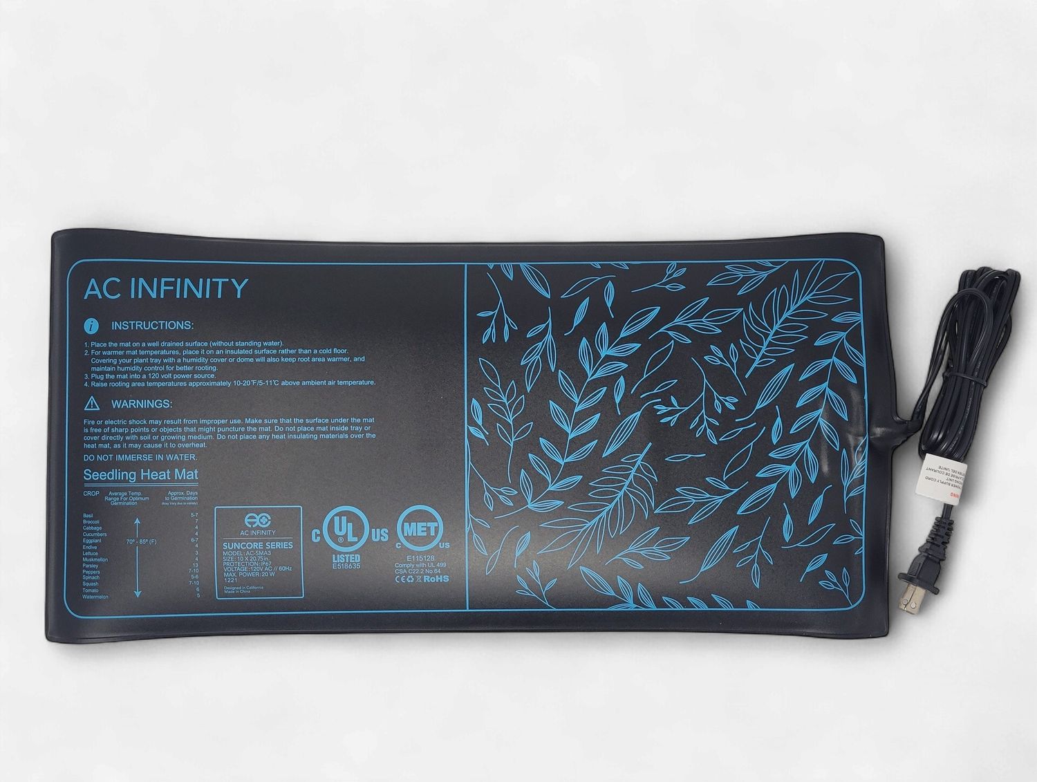 AC Infinity Suncore Seedling Heat Mat 10x20" A3