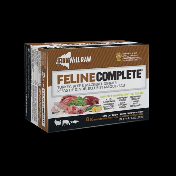 Iron Will Raw Feline Complete Turkey, Beef  &amp; Mackerel Cat Food 3lb