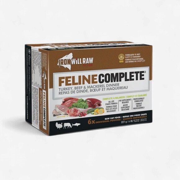 Iron Will Raw Feline Complete Turkey, Beef  &amp; Mackerel Cat Food 3lb