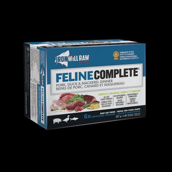 Iron Will Raw Feline Complete Pork, Duck, &amp; Mackerel Cat Food 3lb