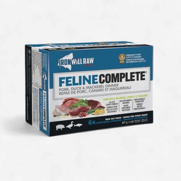 Iron Will Raw Feline Complete Pork, Duck, &amp; Mackerel Cat Food 3lb
