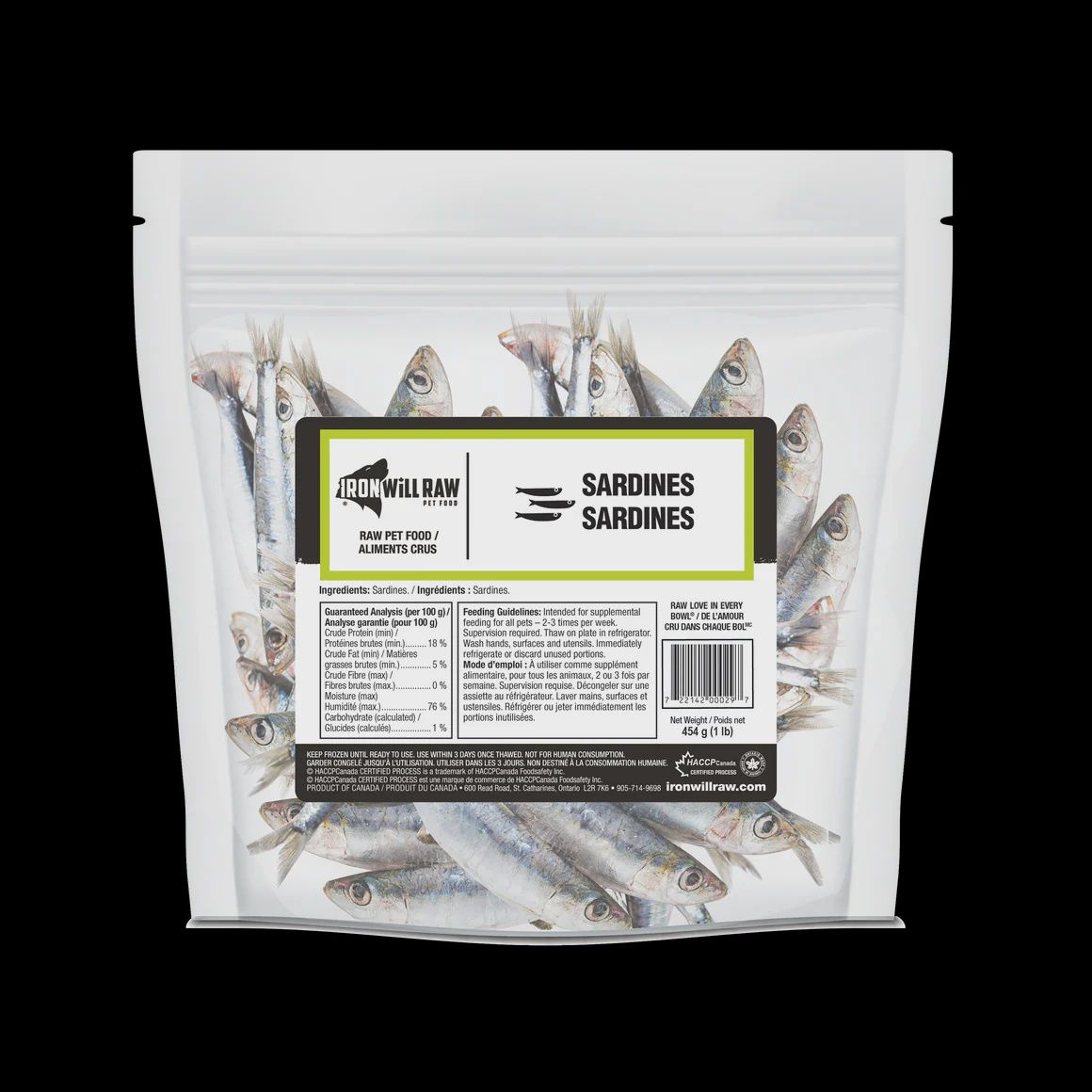 Iron Will Raw Sardines Dog/Cat 1lb