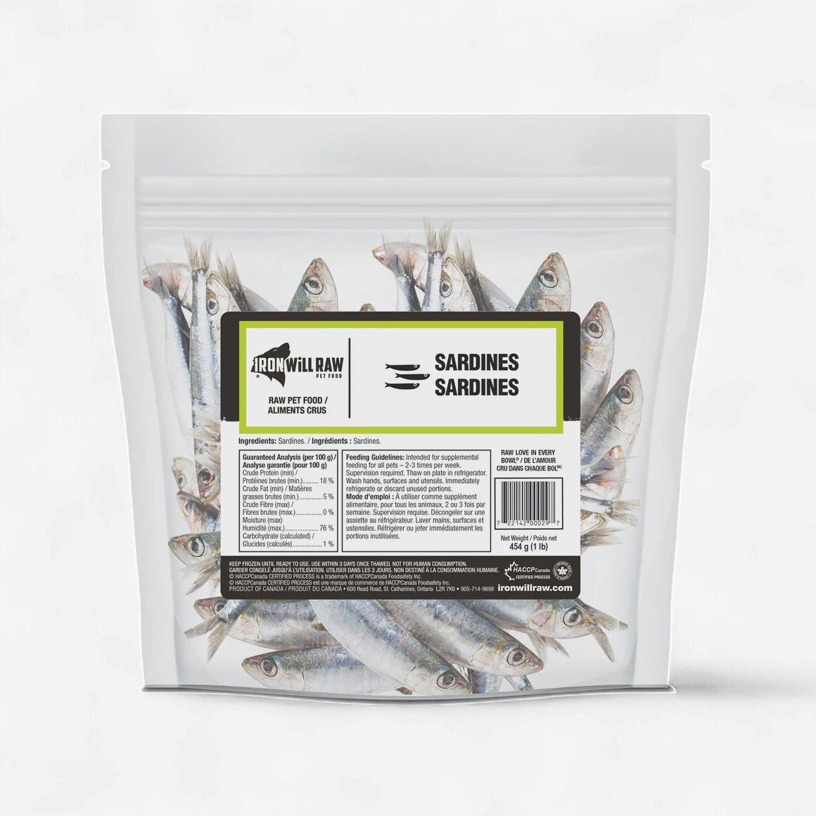 Iron Will Raw Sardines Dog/Cat 1lb