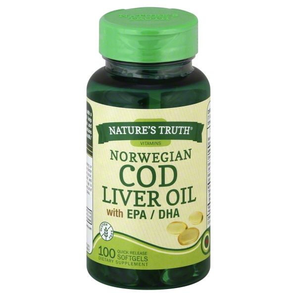 Norwegian Cod Liver Oil Capsules | 100 Softgels with EPA / DHA | Non-GMO  Gluten Free | by Nature S Truth