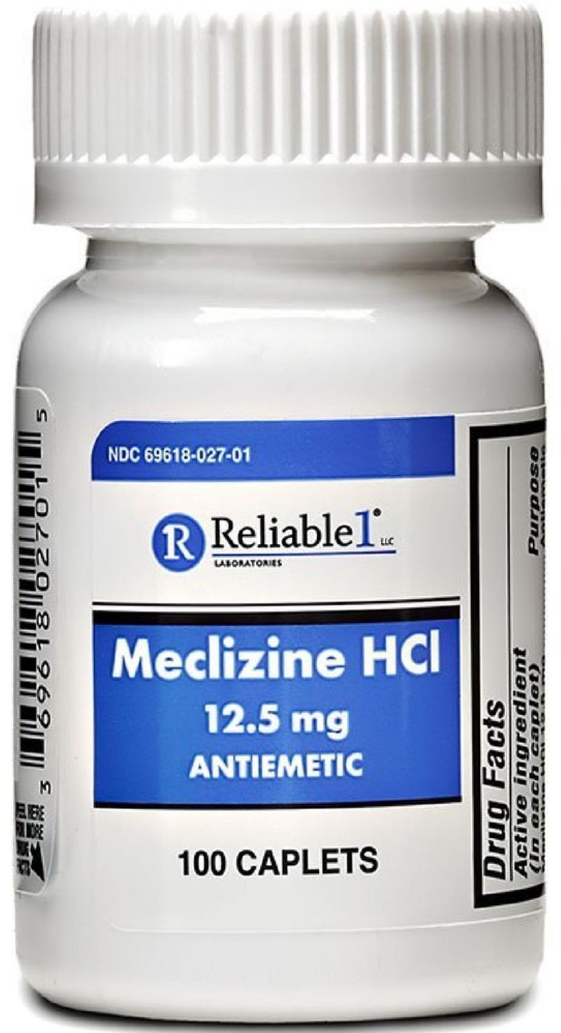 Reliable 1 Laboratories Meclizine HCI Motion Sickness Antiemetic  100ct