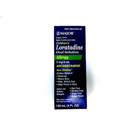 Chilrden Allergy 24 Hour Relief Antihistamine Loratadine 5mg/5ml Grape Flavor, by Major