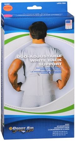 Sport Aid Duo-Adjustable Back Support  XL  White