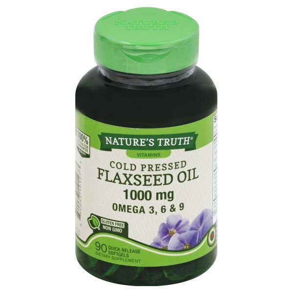 Nature S Truth Flaxseed Oil Capsules | 3000mg | 90 Softgels | Cold Pressed  Non-GMO  Gluten Free