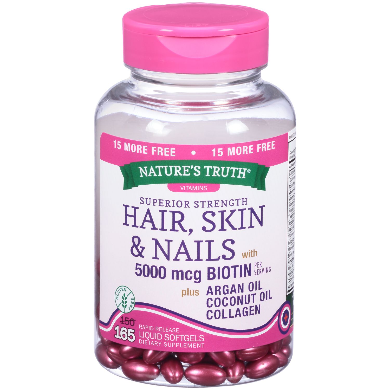 Nature's Truth Superior Strength Hair, Skin & Nails with 5000 Mcg Biotin - 165.0 Ea