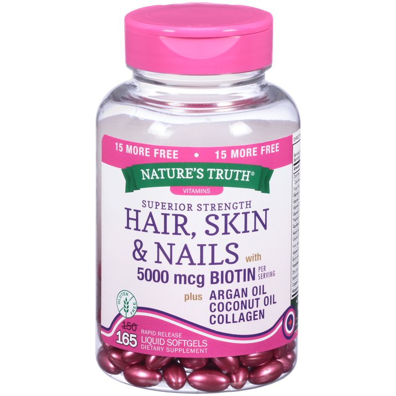 Nature's Truth Superior Strength Hair, Skin & Nails with 5000 Mcg Biotin - 165.0 Ea