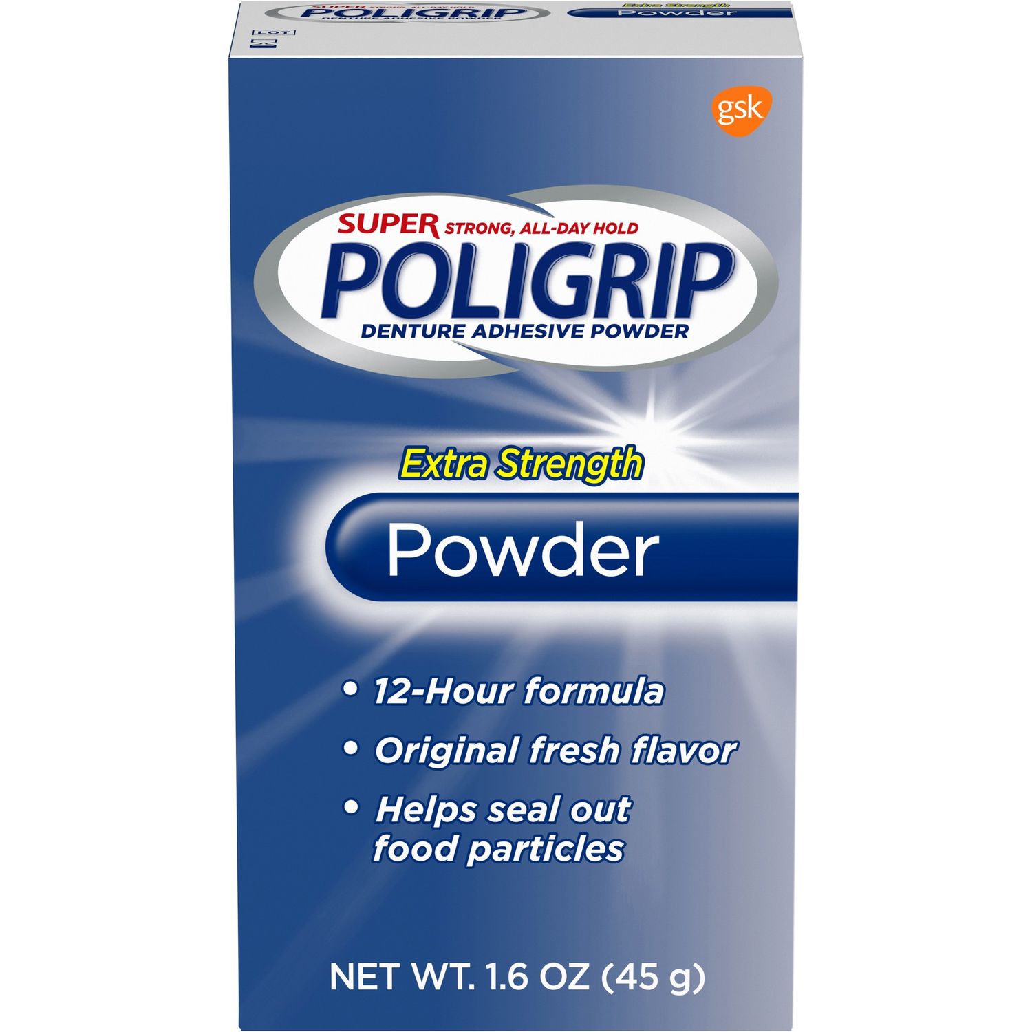 Super Poligrip Extra Strength Denture and Partials Adhesive Powder - 1.6 Oz