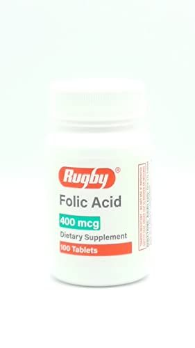 Rugby Laboratories Folic Acid 400 Mcg Vitamin B9 Folate Daily Dietary Supplement Gluten Free Supports Cardiovascular Health 100 Tablets for Adults Onl Rugby Laboratories Folic Acid 400 Mcg Vitamin B9 Folate Daily Dietary Supplement Gluten Free Supports Cardiovascular Health 100 Tablets for Adults Onl