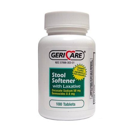 GeriCare Stool Softener with Laxative Docusate Sodium 50 Mg 100 Tablets  1 Bottle Each