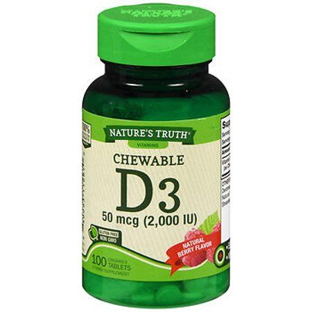 Chewable Vitamin D3 2 000 IU | 100 Tablets | Berry Flavor | Vegetarian  Non-GMO  Gluten Free | by Nature S Truth