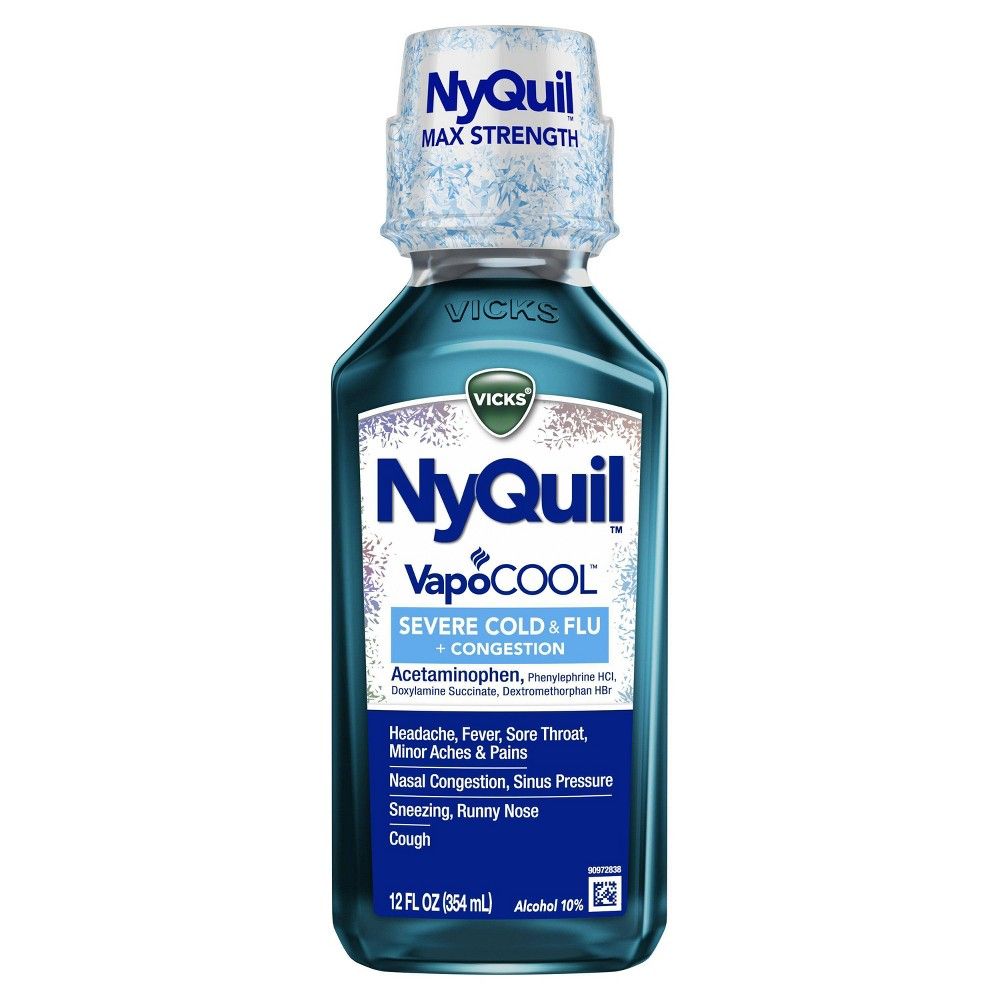 Vicks Nyquil VapoCOOL Severe Cold, Flu + Congestion Medicine - 12.0 Fl Oz