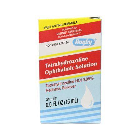 Rugby Tetrahydrozolinine Opthalmic Solution Eye Redness Reliever 0.5 Oz
