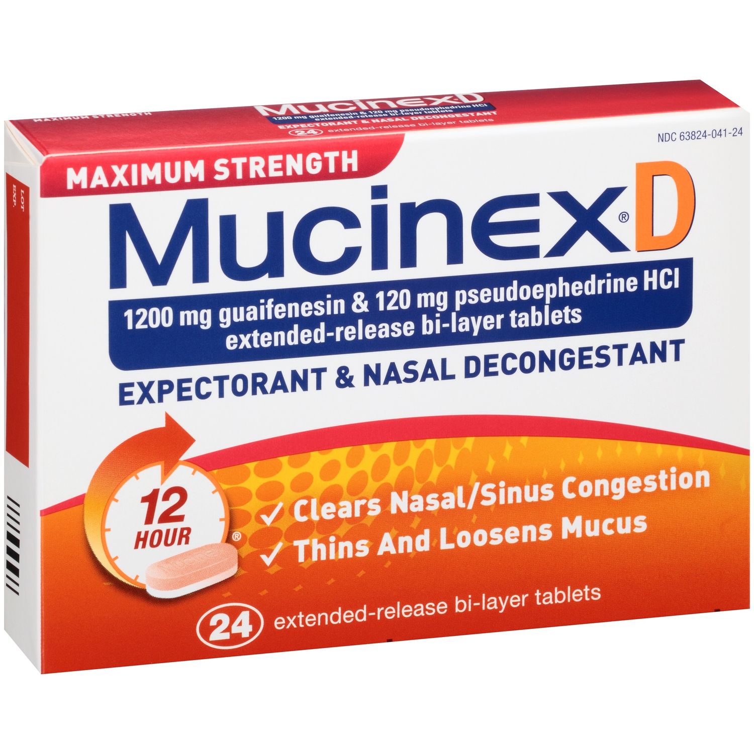 MUCINEX D MAX STRENGTH PSE TABLET 24CT