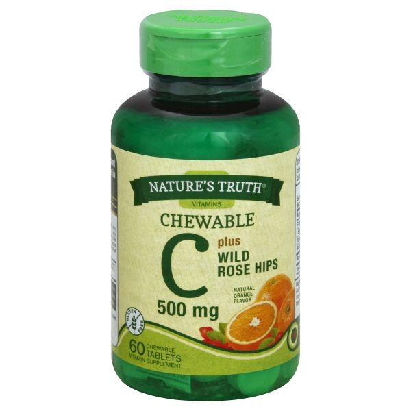 Nature S Truth Chewable C 1000 Mg Plus Wild Rose Hips Tablets Natural Orange Flavor - 60 Ct