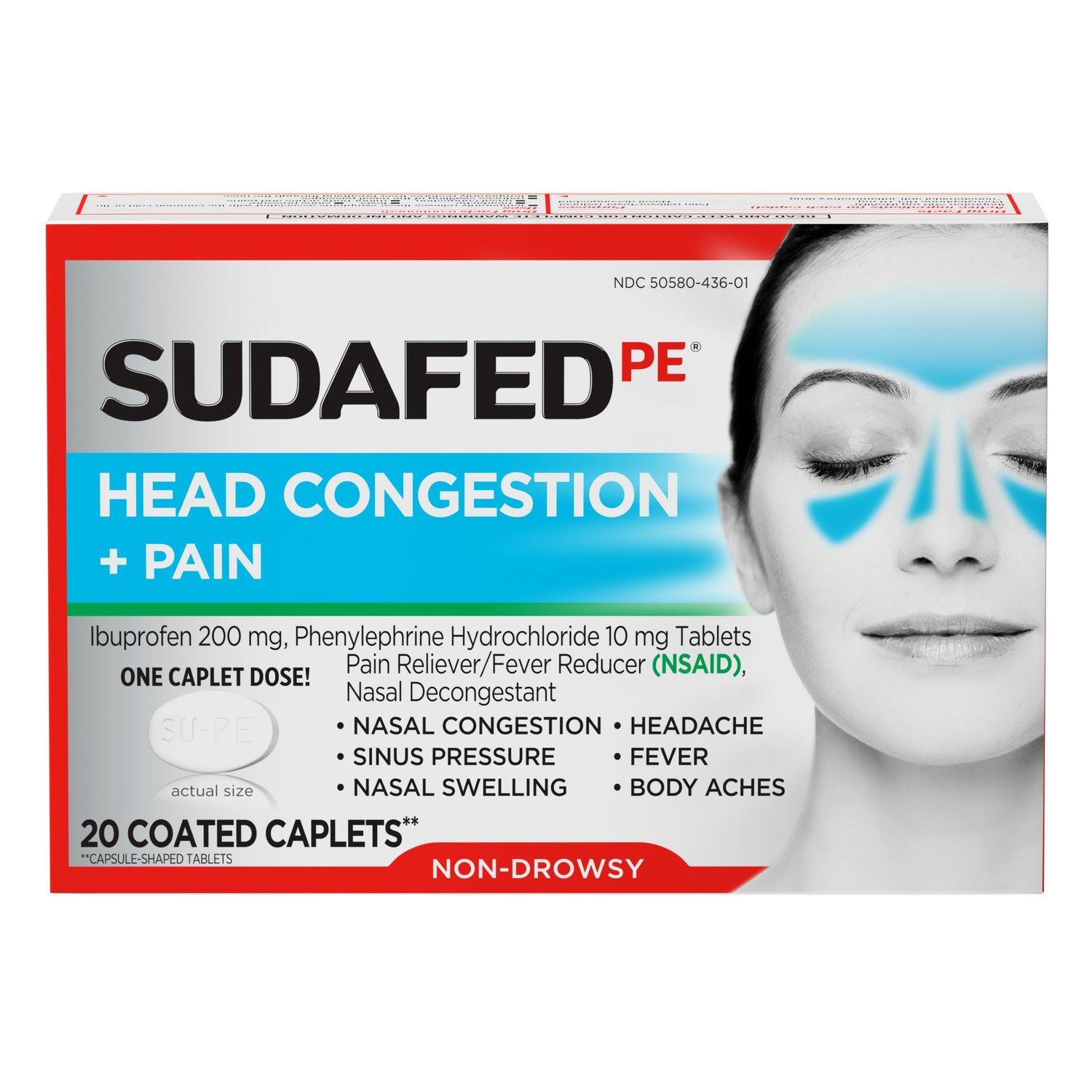 SUDAFED PE HEAD CONGEST & PAIN CPLT 20CT