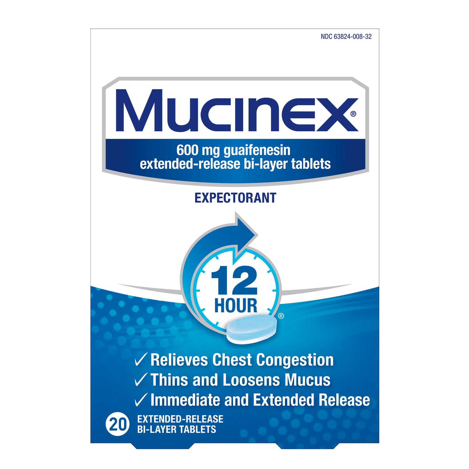 MUCINEX EXPECTORANT TABLET 20CT