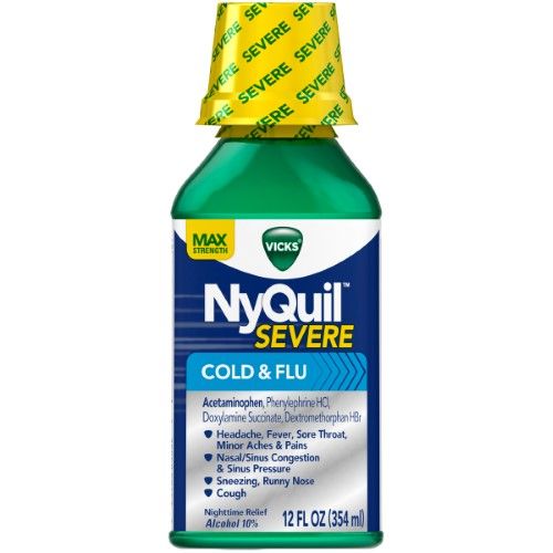 Vicks Nyquil SEVERE Cold, Flu, and Congestion Medicine Original - 12.0 Oz