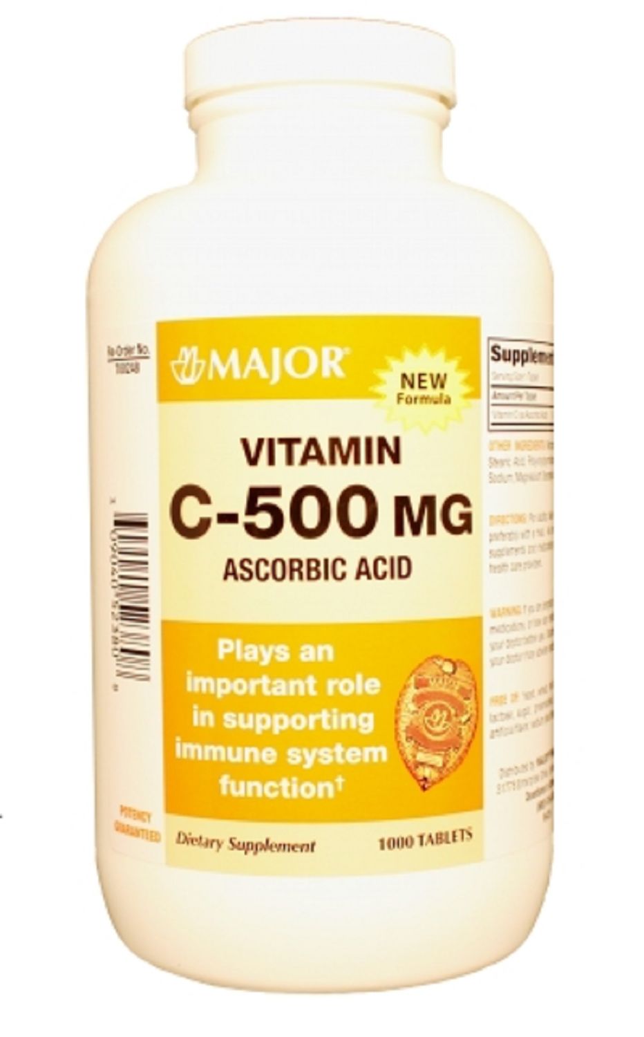 Major Vitamin C Ascorbic Acid Tablets, 500 Mg, 1000 Count