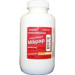 Mapap Caplets  Extra Strength 500mg  1000 CT by Major Pharmaceuticals