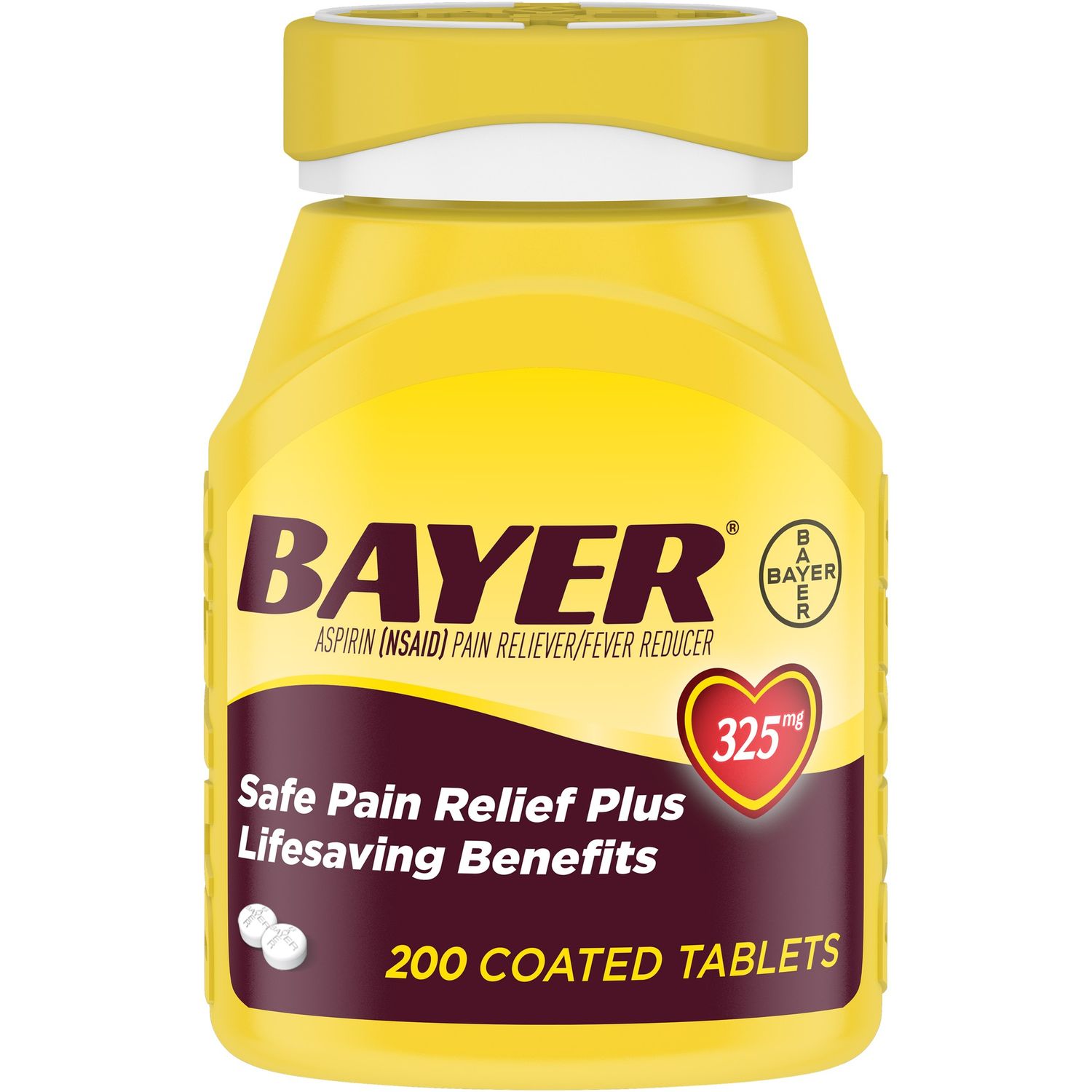 Genuine Bayer Aspirin Pain Reliever/Fever Reducer Coated Tablets  325 Mg  200 Ct