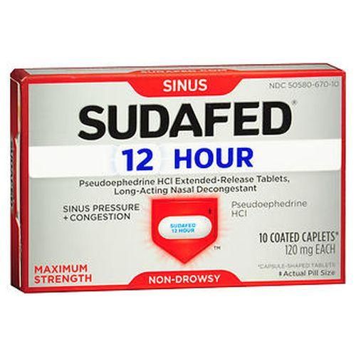Sudafed 12 Hour Coated Caplets Maximum Strength 10 Tabs by Sudafed