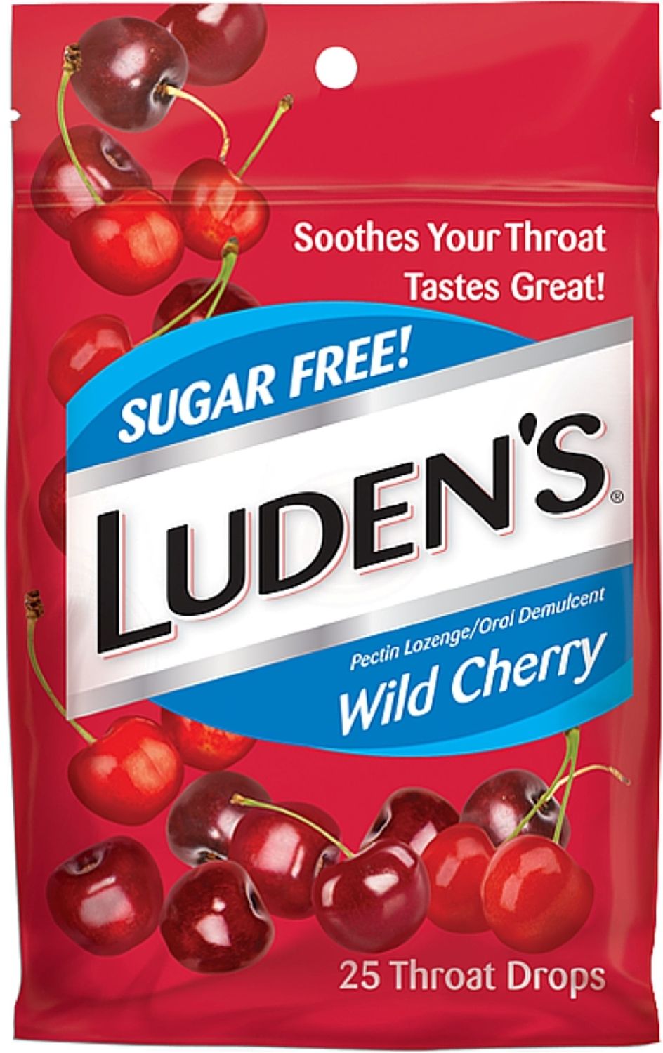 Luden S Deliciously Soothing Throat Drops  Sugar-Free Wild Cherry Flavor  25 CT