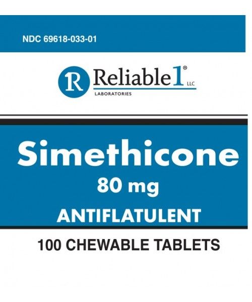 Reliable1 Labs Simethicone Chewable Tablets, 80 Mg, 100 Count