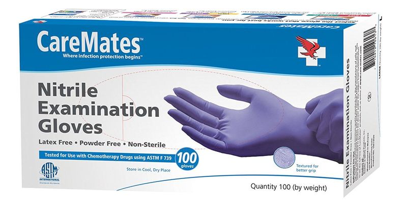 CareMates Nitrile Examination Latex & Powder Free Gloves  X-Large  100ct