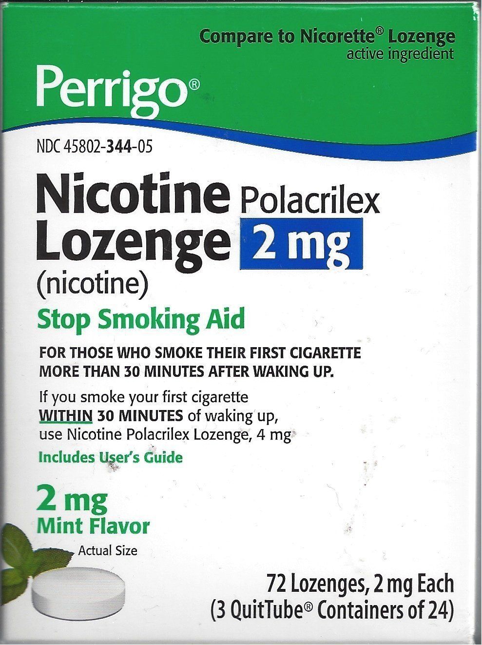 Perrigo Nicotine Polocrilex Mint Lozenge  2 Mg  72 Count