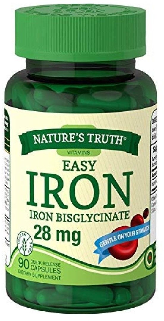 Easy Iron Supplement 28 Mg | 90 Capsules | Iron Bisglycinate | Non-GMO  Gluten Free | by Nature S Truth