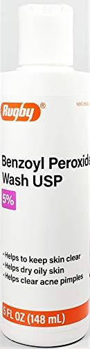 Rugby Benzoyl Peroxide Wash USP 5%, 5 Fl Oz Bottle