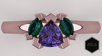 14KT Rose Gold amethyst and emerald ring