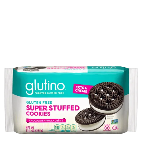 Glutino Cookie Super Stuffed Chocolate Vanilla Creme Cookies