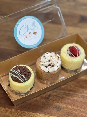 Chill's Cheesecake Flight of 3 Christmas Flavors