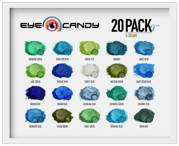 20 Color Pigment Powder Variety Pack Set - Blue / Green
