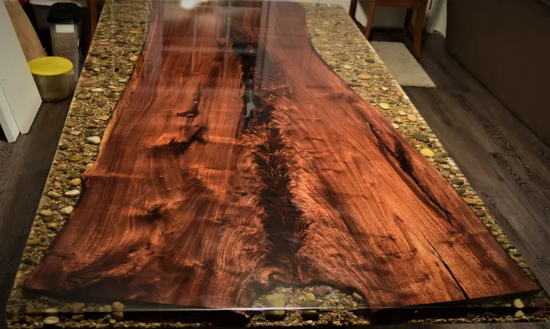 Dining Table - Black Walnut & River Rock