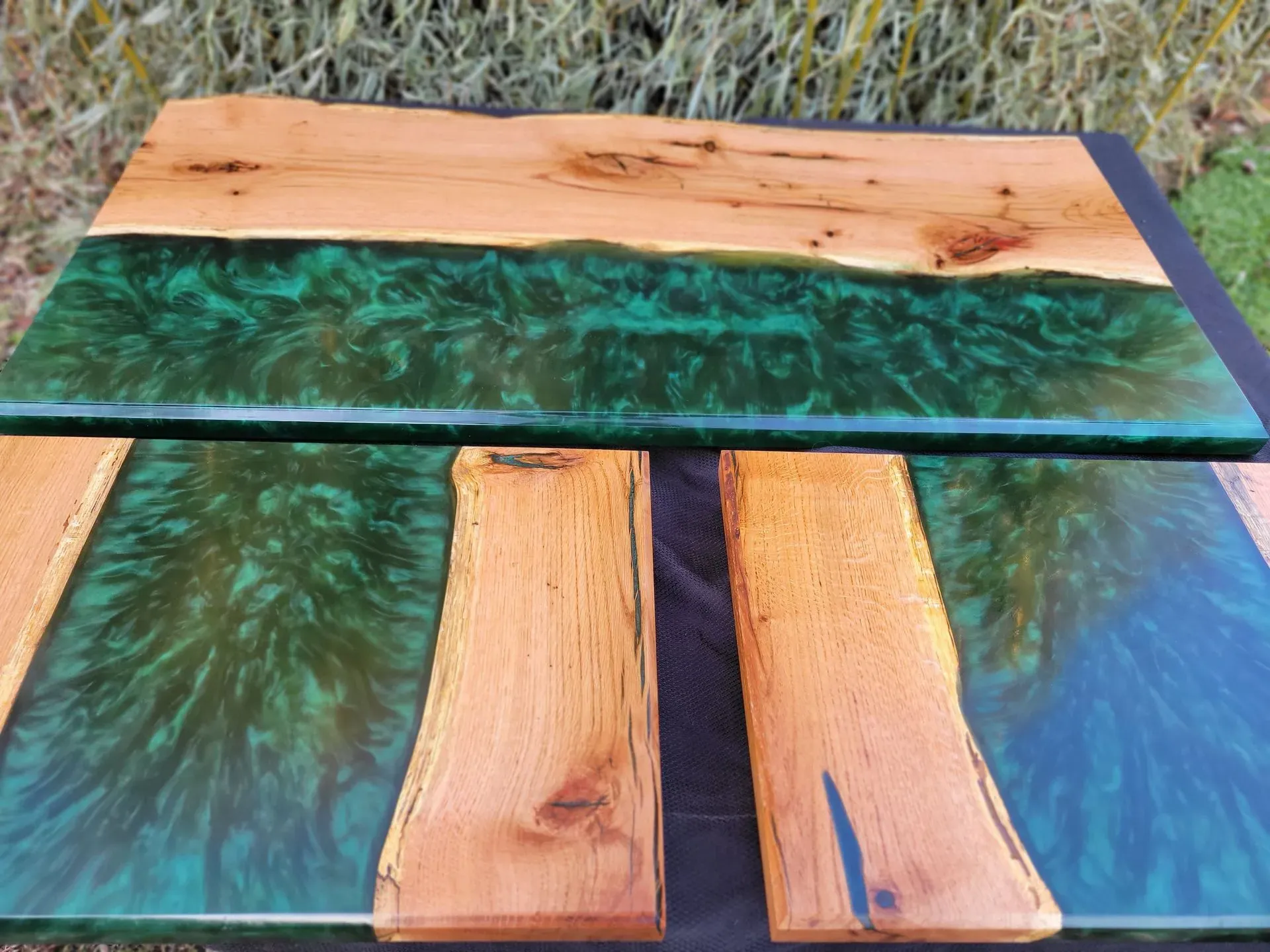 Oak & Emerald Live Edge Livingroom Set