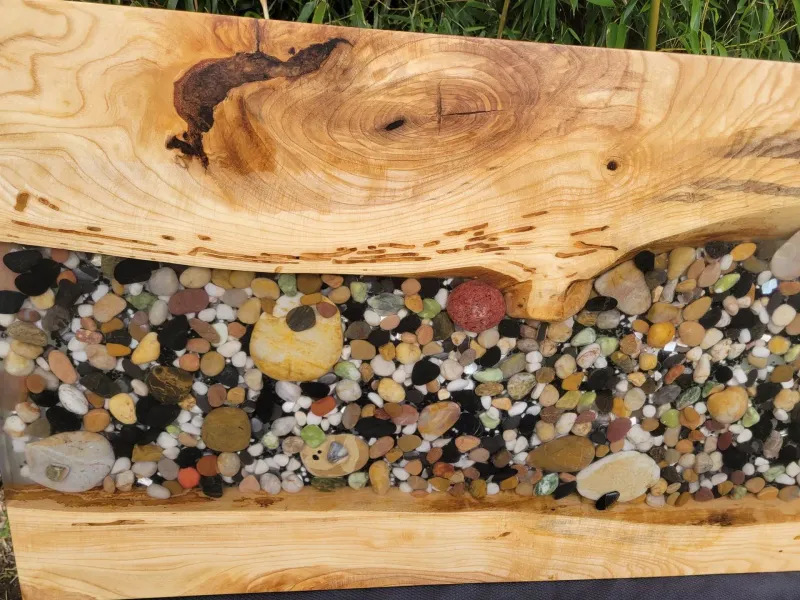 Spalted Silver Maple Epoxy River Rock Coffee Table